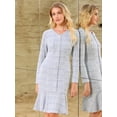 thumbnail image 2 of DARING DIVA Women's Tweed Long Sleeve Wedding Cocktail Bodycon Dress 2XL Light Blue, 2 of 7