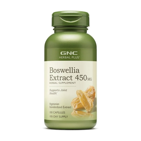 GNC Herbal Plus Boswellia Extract 450mg Supplement, Vegetarian, Supports Joint Health, 100 Capsules, 100 Servings