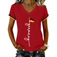 thumbnail image 1 of Women's Germany Football Graphic T-Shirt, Women's V-Neck T-Shirt German Soccer Letter Print Graphic Tee, Casual Fashion Top, Summer Short Sleeve Blouse for Soccer Tournament 2026 Red Size: XL, 1 of 4