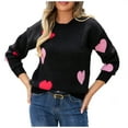 thumbnail image 2 of DailyTrove Women's Heart Print Sweater, Long Sleeve, Casual Date & Festival Wear, Warm Wool Blend, Plus Size Friendly, 2 of 4