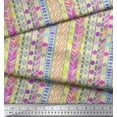 thumbnail image 2 of Soimoi White Japan Crepe Satin Fabric Aztec Geometric Print Fabric by the Yard 42 Inch Wide, 2 of 3
