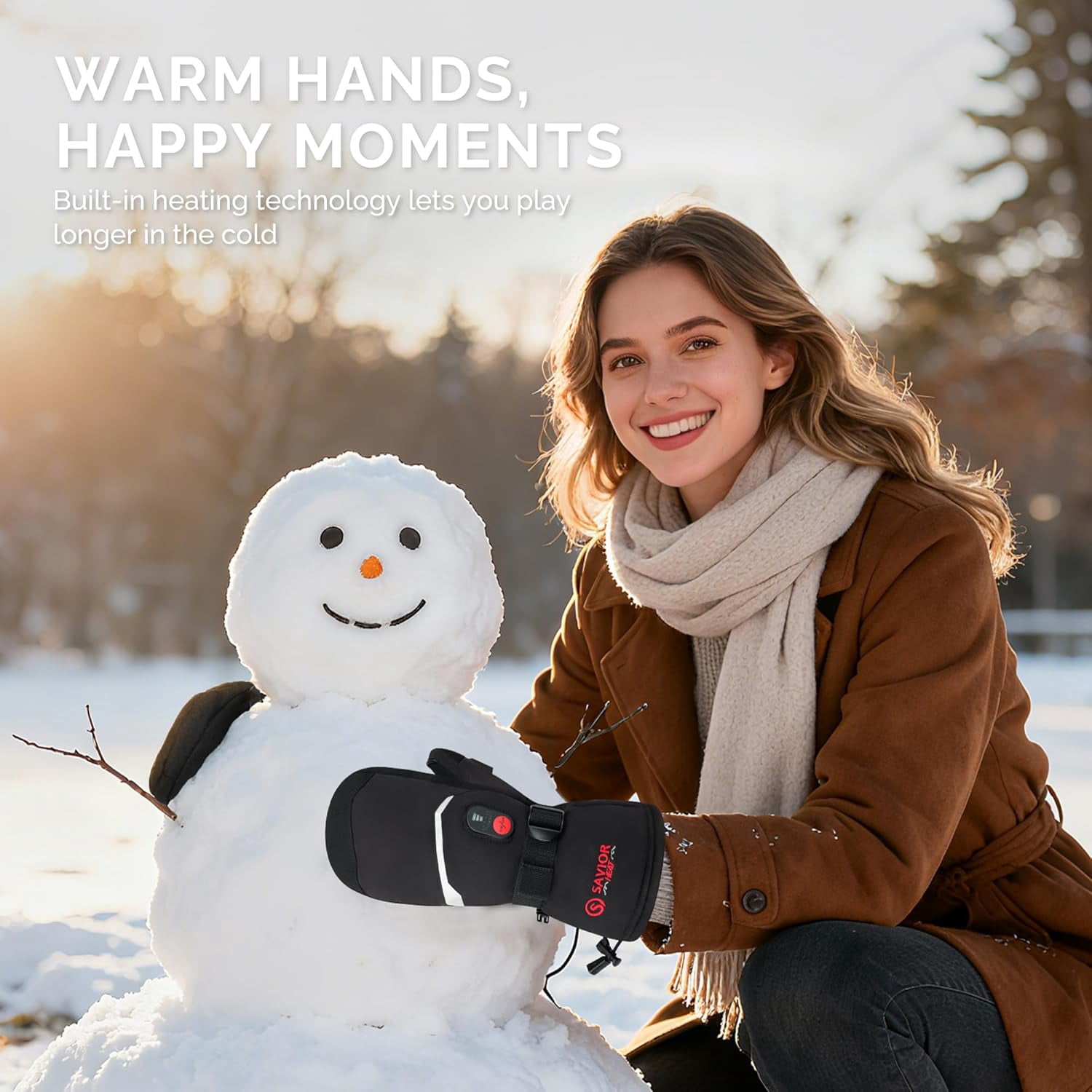 SAVIOR HEAT Heated Mittens Battery Ski Gloves, Electric Rechargeable Mitts for Skiing Camping Hiking Arthritis Hands Men Women