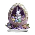 thumbnail image 3 of Sruoe Easter Egg & Bunny Acrylic Ornament, Colorful Egg-Filled 2D Flat Figurine, Cute Rabbit Desktop Decor, Easter Themed Decorative Accessory for Home, 3 of 6