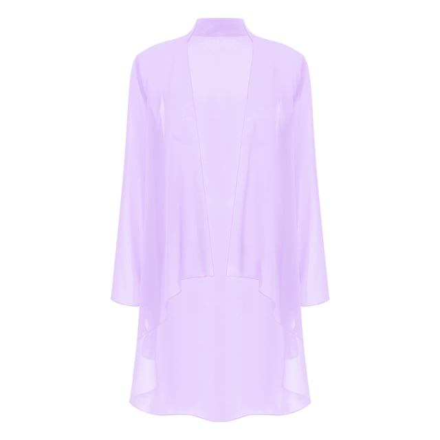 Alvivi Kimono Cardigans pour Femmes en Chiffon Transparent Décontracté Ouvert Boléro Extérieur Lavande 3TG