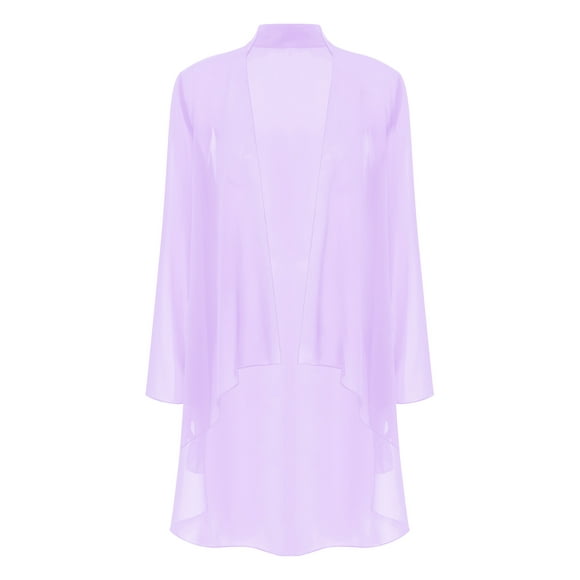 YONGHS Womens Sheer Mesh Cardigan Long Sleeve Cropped Top Open Front Bolero Ladies Evening Party Office Shrugs Lavender S