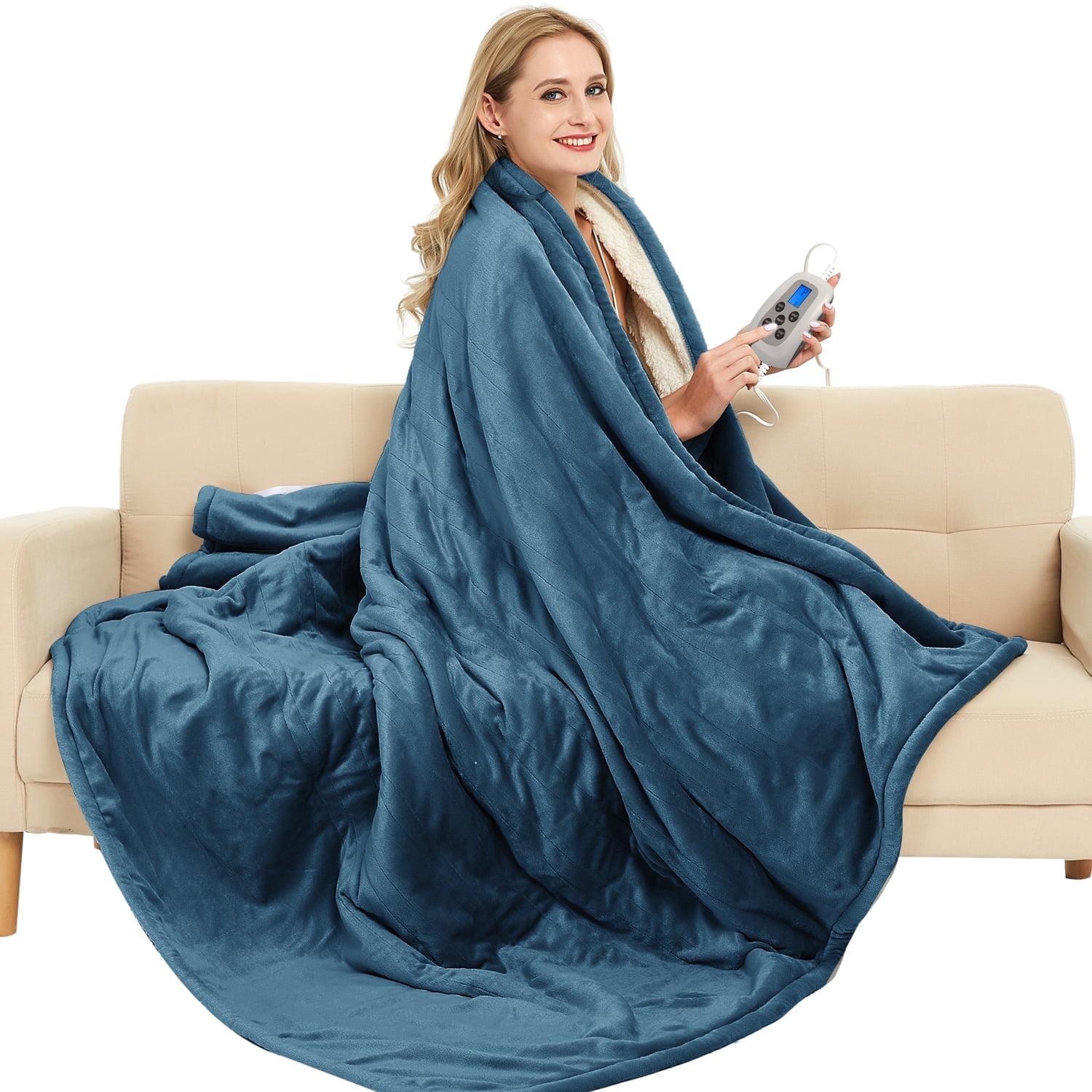 Electric Queen Blanket, Heated Throw with 10 Heat Settings Dual