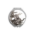thumbnail image 1 of Chinese Ink Style Five Goblins Hand Compact Mirror Round Portable Pocket Glass, 1 of 3