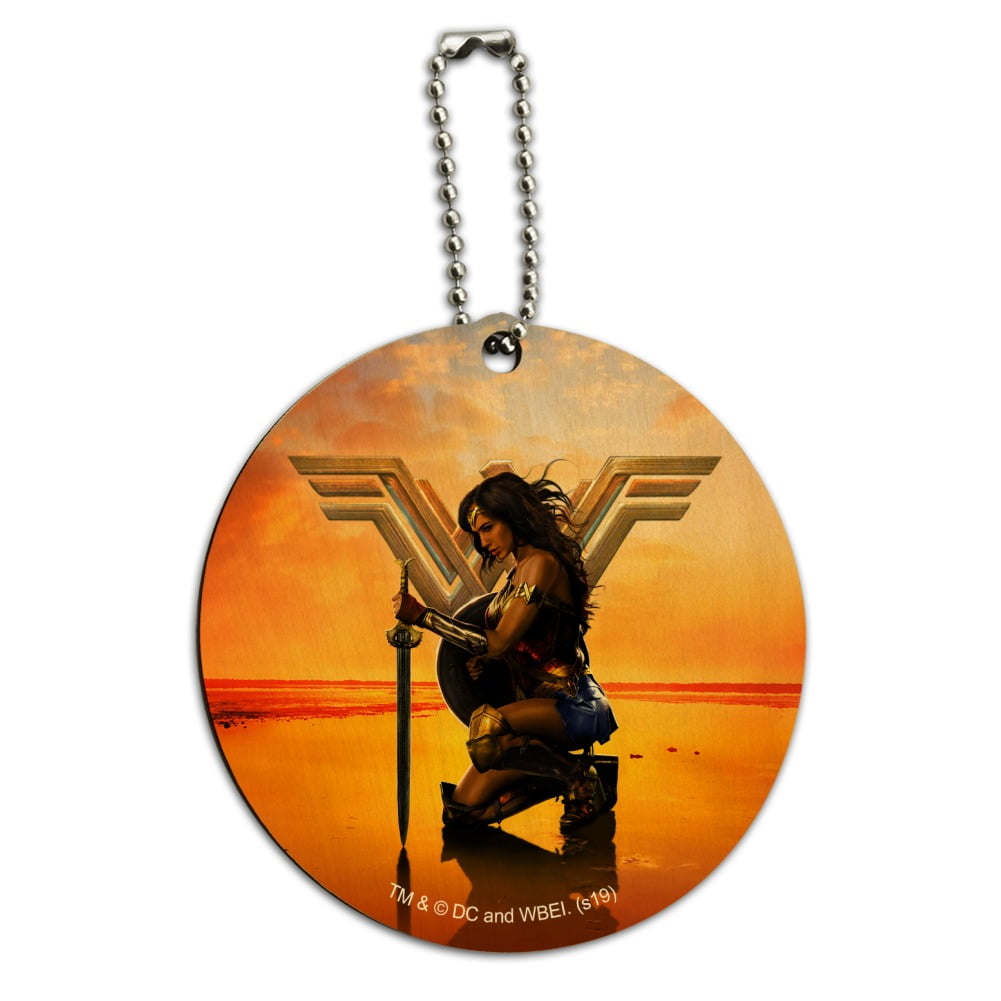 Wonder Woman Movie Poster Round Wood Luggage Card Suitcase CarryOn ID