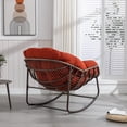 thumbnail image 5 of Outdoor Rattan Rocking Chair, Padded Cushion Rocker Recliner Chair Outdoor for Front Porch, Living Room, Patio, Garden (Orange), 5 of 11