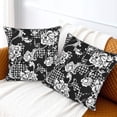 thumbnail image 3 of Plaid Pattern with Flower Baroque Ornament Throw Pillow Covers Set of 2 Pillow Cushion Cases Square Pillowcases for Sofa Bedroom Living Room Car, 20 X 20 Inch, 3 of 6
