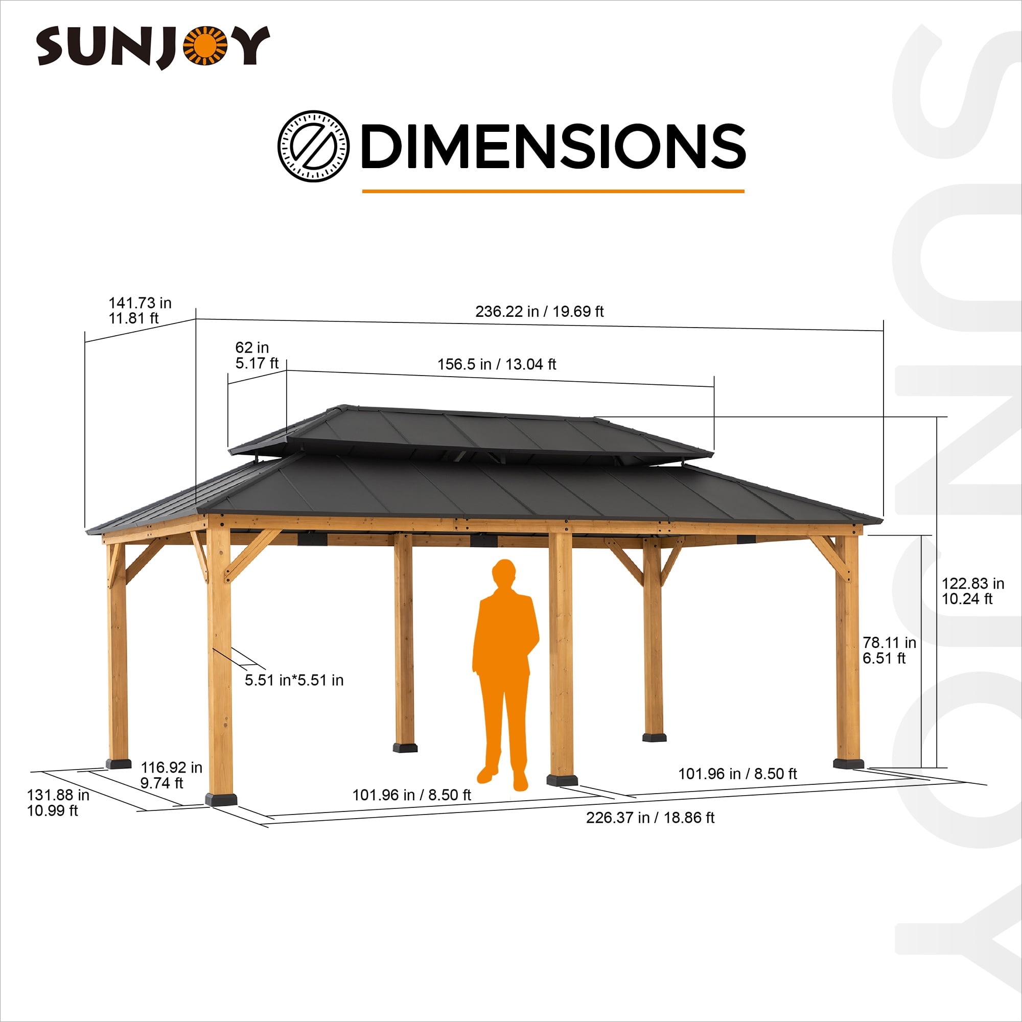 Sunjoy Osborne 20 in. Classic Black Outdoor Battery Powered