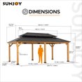 thumbnail image 2 of SUNJOY 12 x 20 ft. Wood Gazebo, Outdoor Patio Aluminum Hardtop Gazebo, Cedar Framed Wooden Gazebo with 2-Tier Roof, Suitable for Patios, Lawn and Backyard, Dark Brown Roof and Natural Wood Frame, 2 of 11