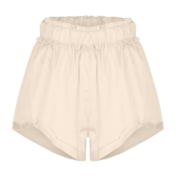 hotojiny Flowy Pajama Shorts for Women Cute Elastic Waist Asymmetry Hem Pj Bottoms Summer Stylish Ruffle Party Dance Shorts