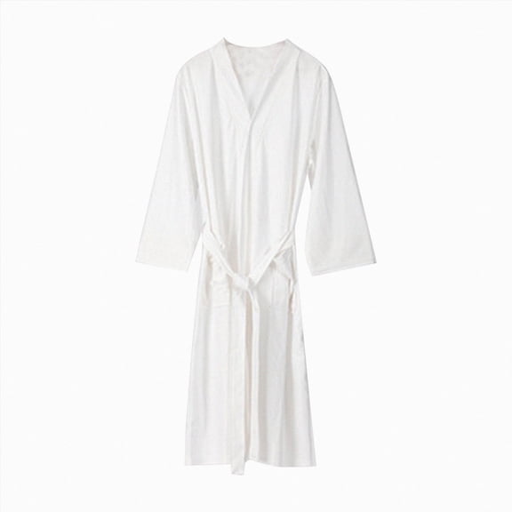 NOLDARES Mens Lightweight Robe Cotton Blend Kimono Bathrobe with Pockets, Soft Breathable Absorbent Loungewear for Home(White,XL)