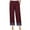 Wine, variant on Yuwull Faux Linen Pants Women Straight Wide Leg Trousers Womens Plus Size Casual Elastic Loose Capris Pants Pocket S-5Xl