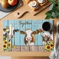 thumbnail image 2 of Farmhouse Cow Placemats Set of 4, Cabin Sunflowers Animals Blue Wooden Grain Placemats for Dining Table, Place Mats for Kitchen Tabletop, Waterproof Wipeable Dining Table Mats Set, 2 of 9