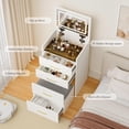 thumbnail image 6 of 3 in 1 Vanity Desk with Mirror and Lights,Small Make Up Vanity Set with Visible Glass Desktop,Compact Makeup Vanity with 3 Drawers & Chair, Dressing Table for Bedroom, 6 of 10