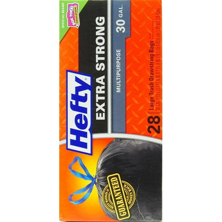 Hefty Cinch Sak Multipurpose Drawstring Trash Bags 30 Gallon, Black, 28 Ct