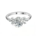 thumbnail image 4 of Oryn Jewelry 2 Ct Oval Cut Moissanite Ring Gift - 14K White Gold Plated Rings - Stylish Leaves Design Engagement Ring - Christmas Moissanite Jewelry, 4 of 6