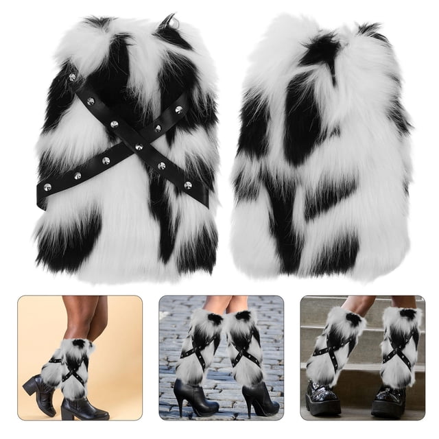 DEEPCRAFF 1Par Cubiertas De De Sintética Estampado Vaca Y Estilo Punk Para Complemento