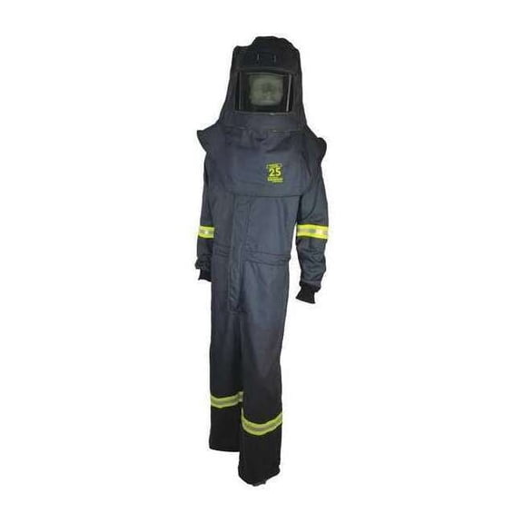 OBERON Suit Kit - Arc Flash - 25 Cal TCG - Comes with Hood, Coat and Bib Coveralls - Color: Black - Size: 2XL