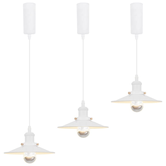 Kiven Anti Glare J-Type Track Lighting Pendants Adjustable Length, 3-Light J Track Pendant Lights,Industrial J Track Light Pedant for Kitchen Island Restaurant Hallway, White