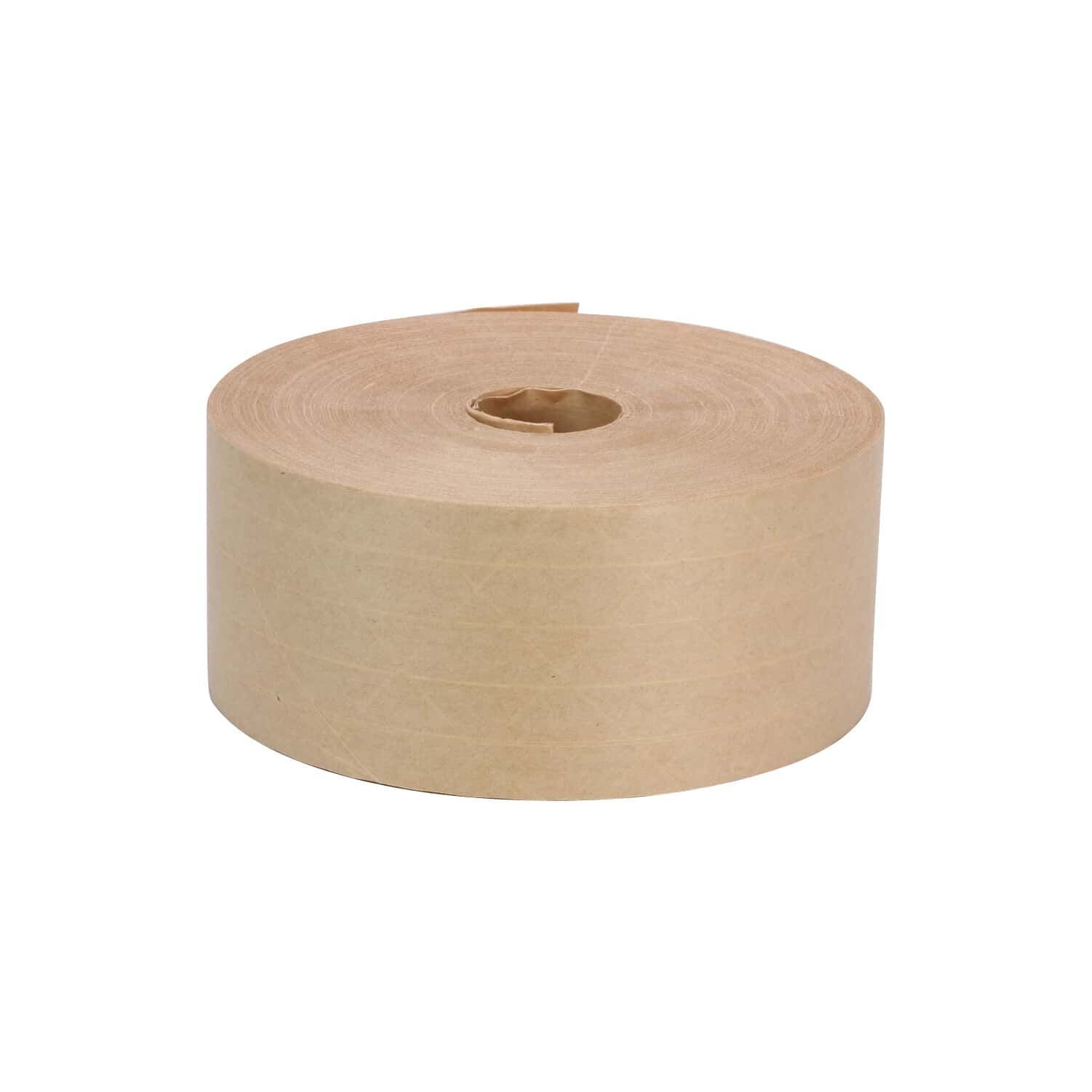 Rok Water Activated Gummed Kraft Paper Packaging Tape, Heavy Duty Fiber Reinforced, Brown, 2-7/8 in x 450 ft, Machine Grade Shipping Tape