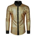 thumbnail image 2 of Puntoco Men Dress Shirt Sequins Long Sleeve Button Down Shirt Luxury Disco Party Nightclub Christmas Prom Costume Winter Clothing for Men Yellow XL(XL), 2 of 3