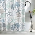 thumbnail image 2 of Aqua Teal Coastal Waterproof Shower Curtain, 72"x72" Washable Polyester Fabric Shower Curtains for Bathroom, Summer Beach Starfish Coral Nautical Decorative Bathtub Curtain Sets with Hooks, 2 of 9