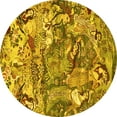 thumbnail image 1 of Ahgly Company Machine Washable Indoor Round Animal Yellow Traditional Area Rugs, 7' Round, 1 of 4