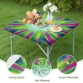 thumbnail image 4 of Colorful Tie Dye Burst Pattern Square Fitted Tablecloth with Elastic Edge,Square Table Cover,Washable Elastic Table Cover for Home Kitchen Party Decor 36"x36", 4 of 6