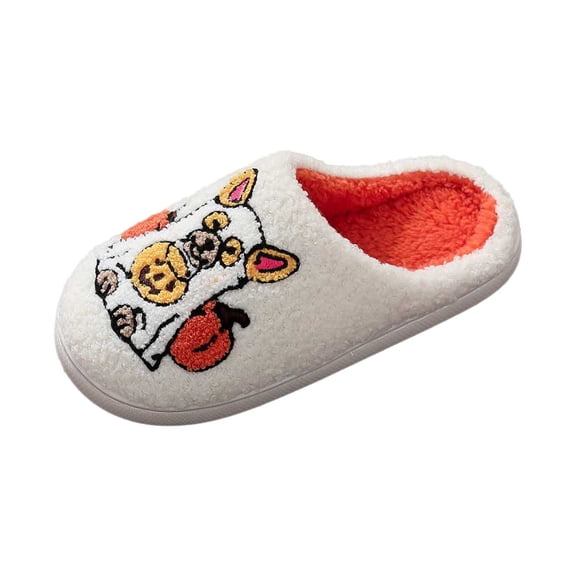 Bibifish Mens Womens Plush Slippers Pumpkin Dog Cartoon Warm Novelty Slippers House Slippers Fuzzy Slippers