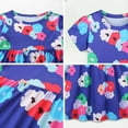 thumbnail image 7 of XUELUO Toddler Girls Casual Dresses Summer Floral Print Crew Neck Short Sleeve Loose Casual Princess Dress Activewear,Blue,3-4 Years, 7 of 7