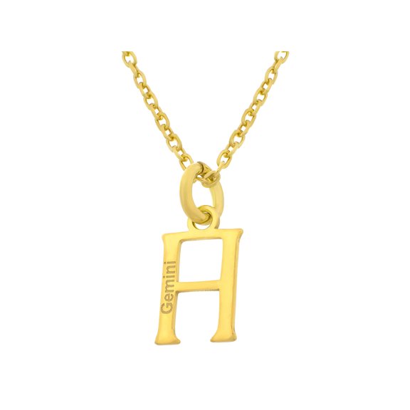 18K Gold Over Sterling Silver Gemini Zodiac Pendant Necklace 18 Inches
