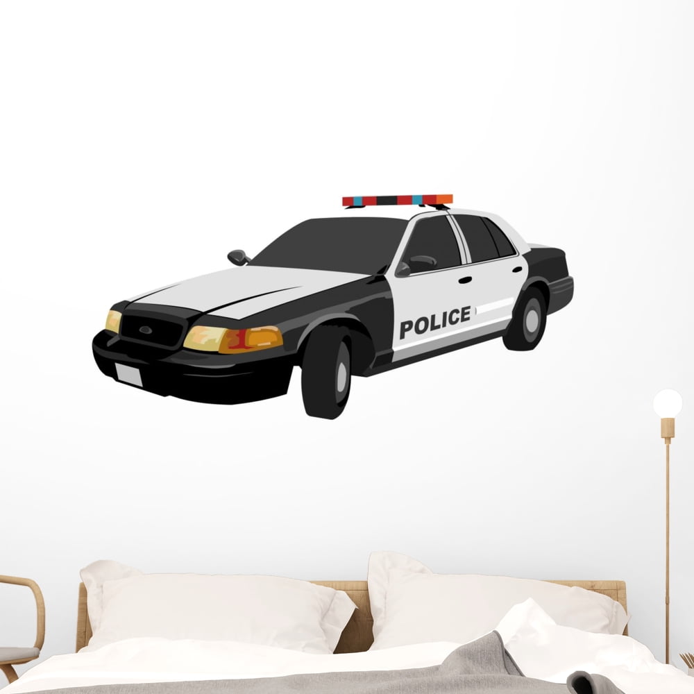 Police Car Sticker Police Car Wall Decal by Wallmonkeys Peel and Stick Graphic (48 in W x ...