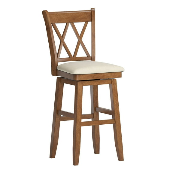 Weston Home Sheena Double X Back Bar Height Wood Swivel Stool, Multiple Colors