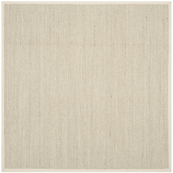 SAFAVIEH Natural Fiber Kentigern Border Seagrass Area Rug, Marble/Beige, 6' x 6' Square
