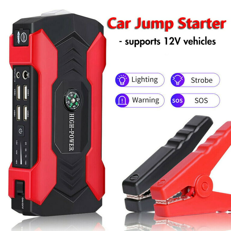 Multi-functional Car Battery Jump Starter 99800mAh Portable Charger Power Bank for Cell Phone, 4 USB Ports, LED Flashlight, Emergency 12V Auto Jump