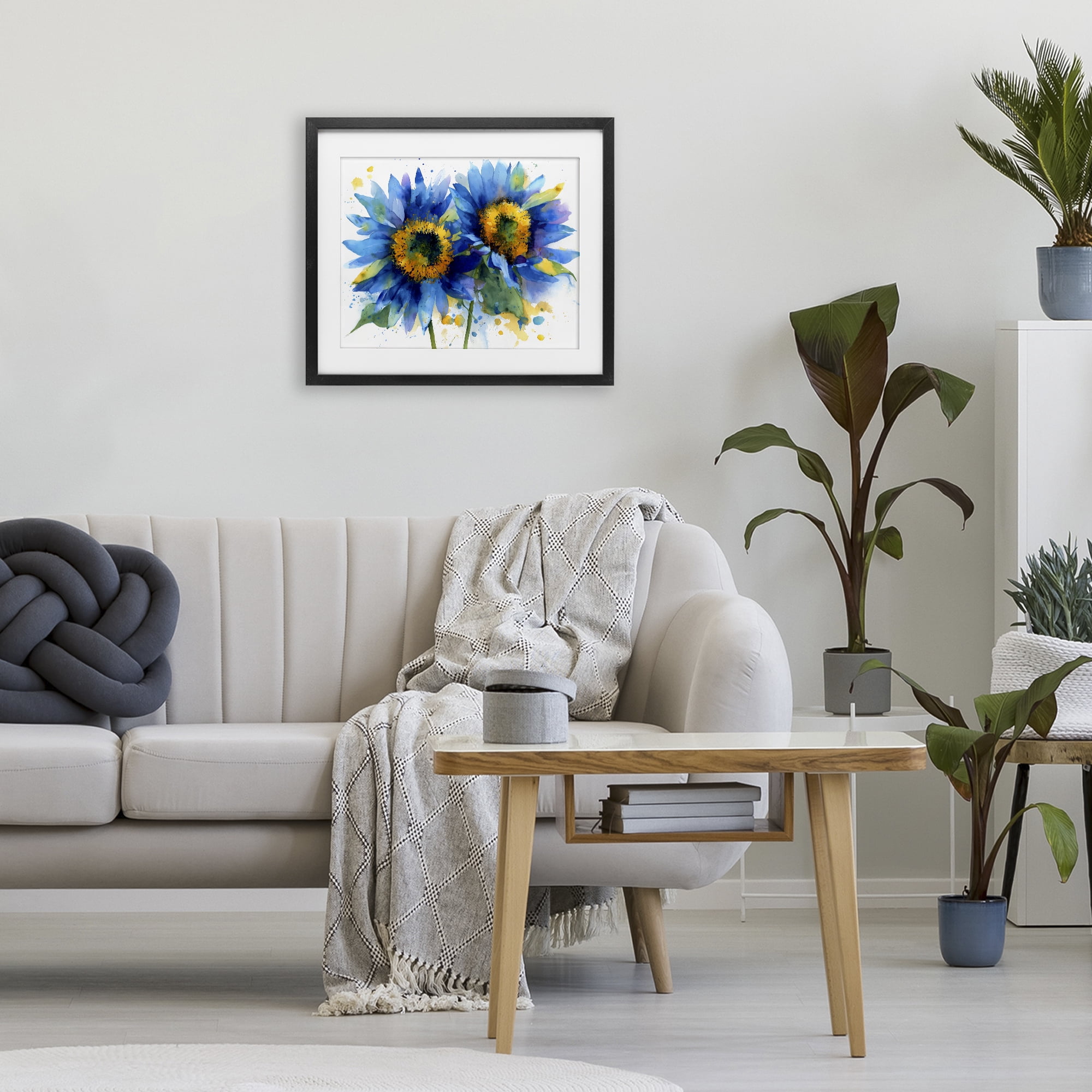 Stupell Industries Blue Sunflowers Bouquet Black Framed Print Under Glass, design by Franklyn Gregory