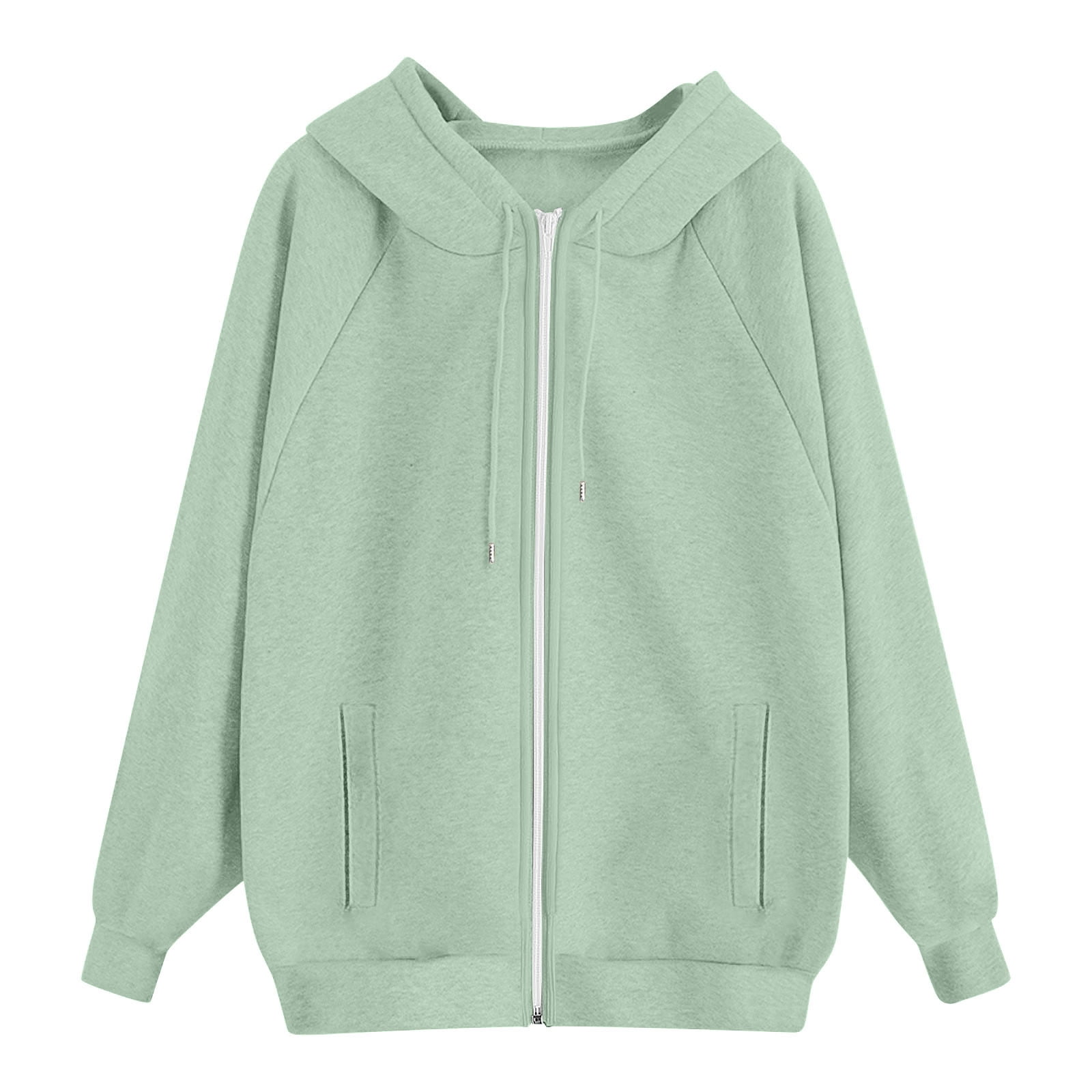 Abomasnow Womens Hoodies Plus Size Zipper Up Hooded Sweatshirts Lightweight Long Sleeve Solid Jacket Coat S-3XL