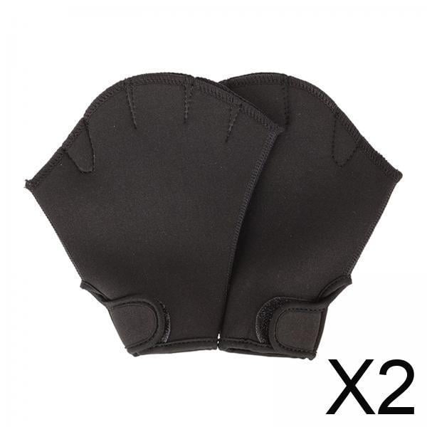 Guantes de natación FITNESS ACUÁTICO DYNWAVEMX palmeados para Piscina entrenamiento Negro L