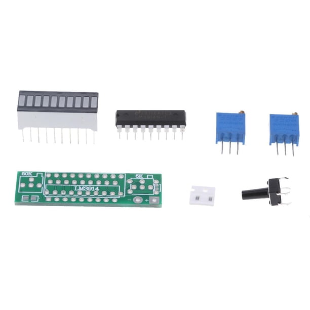 Módulo Bluetooth LM3914 de 10 segmentos con pantalla LED y kit de alimentación por batería (rojo, 5 cm)