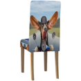thumbnail image 4 of RYLABLUE Basset Hound Riding on a Scooter Stretch Chair Cover Protector Seat Slipcover for Dining Room Hotel Wedding Party Set of 6, 4 of 5