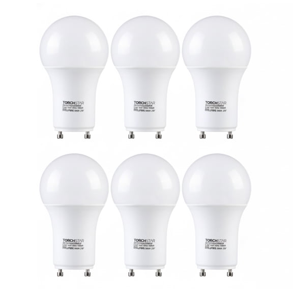 6 Pack Dimmable GU24 Base A19 Light Bulb, 9W LED Bulb, 60W Equivalent, for Ceiling Fans, Twist Lock GU24 Base Bulb for CFL Replacement, 3000K Warm White