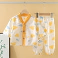 thumbnail image 2 of Splozh Cute Pajamas 1-16 Years Girls' Summer Pajama Set Long Sleeve Tops Pants Air Conditioning Set,Orange,18-24 Months, 2 of 8