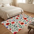 thumbnail image 4 of Area Rugs 4'x6'. Watercolor Floral Carpet Runner Indoor Outdoor Rugs Home Decor Aesthetic, Spring Red Poppy Flower Botanical Beige Non Slip Mats Washable Accent Rug for Living Room Bedroom, 4 of 8