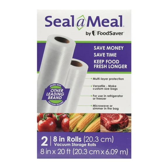 Seal-a-Meal 8" x 20' Vacuum Seal Rolls for Seal-a-Meal and FoodSaver, 2 Pack