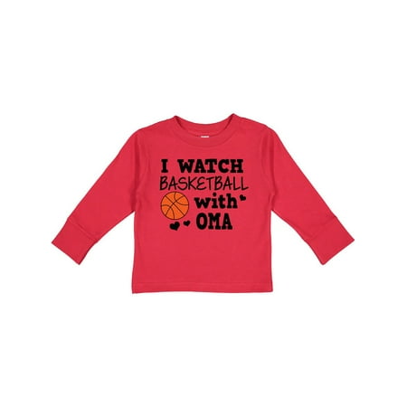 

Inktastic I Watch Basketball with Oma Gift Toddler Boy Girl Long Sleeve T-Shirt