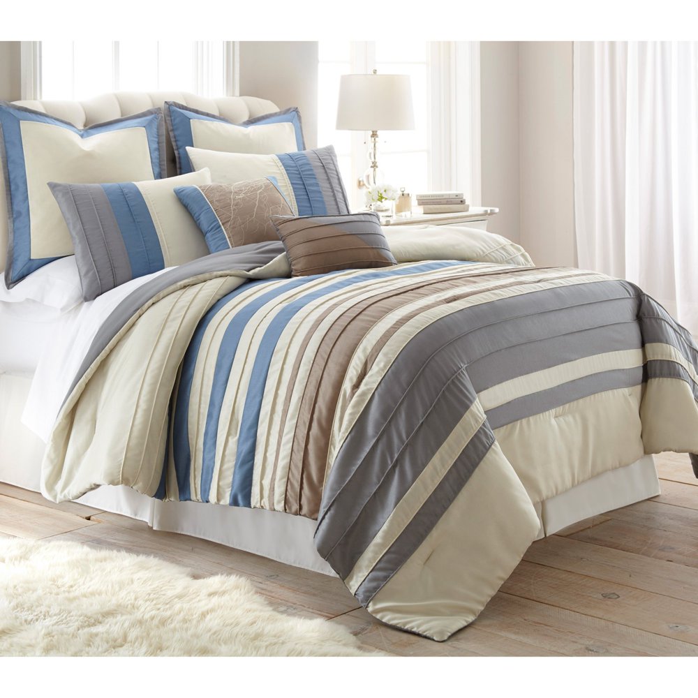 8 Piece Pleated Comforter Set King Penny Lane