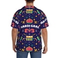 thumbnail image 5 of Easygdp Happy Mardi Gras Men's Casual Short-sleeved Shirt with Pocket and Button Suitable for Beach Vacation Leisure - 3X-Large, 5 of 7